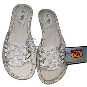 Route 66 Ladies Leather Slide Sandals Size 9 White